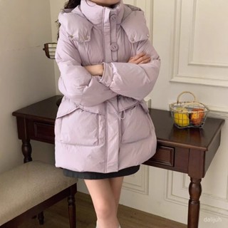 【樂go】臺灣出貨🚚冬季新款羽絨服女中長款連帽收腰顯瘦加厚保暖麵包服白鴨絨外套潮