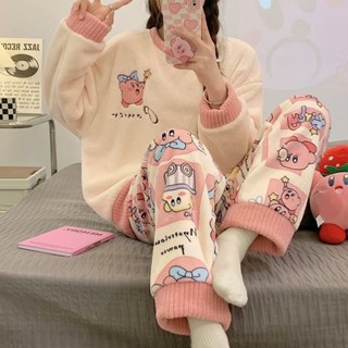 see 保暖睡衣 加絨睡衣 居家服 長袖睡衣 睡衣女冬珊瑚絨加厚保暖秋冬季韓版學生卡通長袖法蘭絨家居服套裝