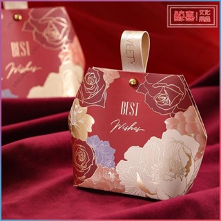 花簇喜糖盒 小禮物包裝袋 5顏色 2尺寸 木環/皮提手 含緞帶 燙金字 婚禮包裝盒 禮盒包裝盒
