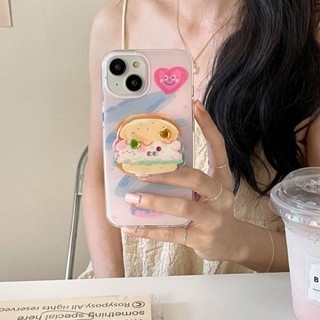 【SUN】ins卡通可愛彩鉆漢堡小狗氣囊支架 少女小眾百搭伸縮3M貼 手機支架貼 手機氣墊支架 通用折疊便攜懶人支架