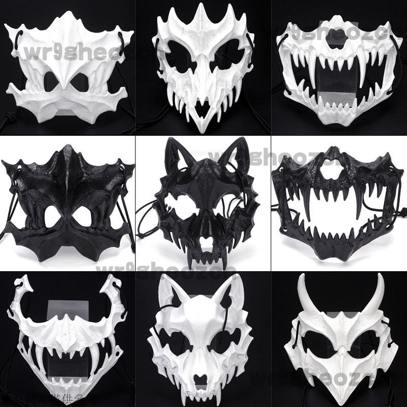 戰術半臉麵罩 龍神猛虎夜叉 天狗人狼鵺麵具 硬殼半罩式麵罩 舞會麵罩 半臉麵罩 COS尾牙變裝 萬聖節麵罩 麵具半臉