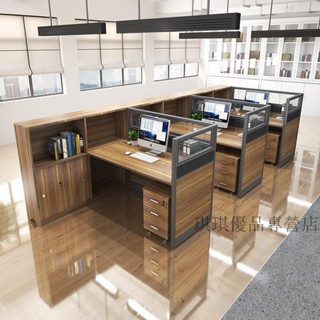 【琪琪優品專營店】廣東組閤辦公桌椅公司辦公室職員財務屏風工位桌6人位員工電腦桌