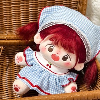 【DU朵拉】10cm20cm釐米娃衣新品櫻桃格子裙套裝小清新女娃換裝配飾玩偶公仔 毛絨公仔衣服