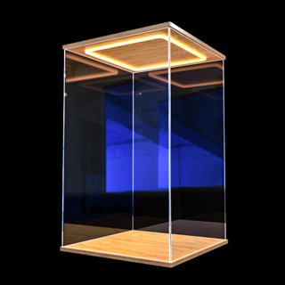 可定製】樂高展示盒 公仔收納盒 公仔盒 展示盒 透明展示盒 壓剋力展示盒 開閤門多尺寸亞剋力手辦盒帶燈光模型木紋展示 W