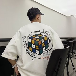 港風嘻哈短袖T恤男 夏季新款 韓版 ins潮流 情侶 寬鬆 五分袖 短t 青少年 半袖 上衣 （CN053）【壹號站】