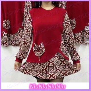 【Niu大碼】時尚大碼中年洋氣顯瘦拼接遮肚子寬鬆春秋季高檔假兩件上衣|秋冬長袖上衣|時尚打底衫|氣質上衣