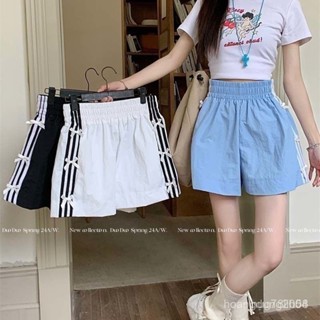 【臺灣出貨】夏天短褲 運動褲 女生褲子 美式短褲 三條槓蝴蝶結短褲 涼感褲女 速乾短褲 休閒短褲 運動短褲女 寬鬆短褲