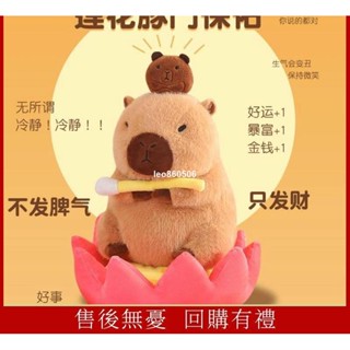 2月12上新款蓮花座佛系變身卡皮巴拉公仔玩偶毛絨玩具可愛醜萌禮物送女友水豚君娃娃 卡皮扒拉 生日禮物 毛絨娃娃