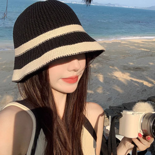 🌺臺灣限時低價🌺2025新款漁夫帽女夏季日系時尚洋氣時髦水桶帽大頭圍黑色針織帽子