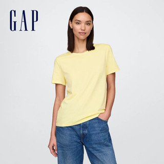 Gap 女裝 純棉圓領短袖T恤-黃色(718877)