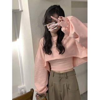 SF🎁吊帶 女生背心 春夏韓版運動風高街時尚寬鬆百搭長袖圓領衛衣女純色背心吊帶