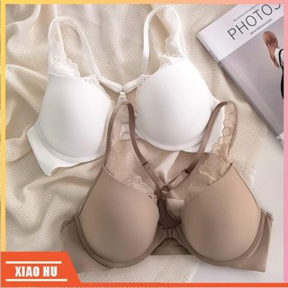 XiaoHu🎀前扣式上託集中爆乳內衣女大罩杯簡約光面無痕顯大薄款性感蕾絲內衣罩