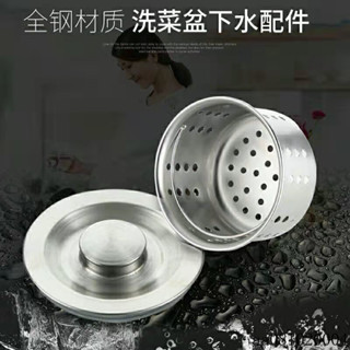 臺灣♠️桃園出貨 廚房水槽過濾網不銹鋼封水蓋水池過濾菜渣防堵提籃老式膠皮地漏 IHCD