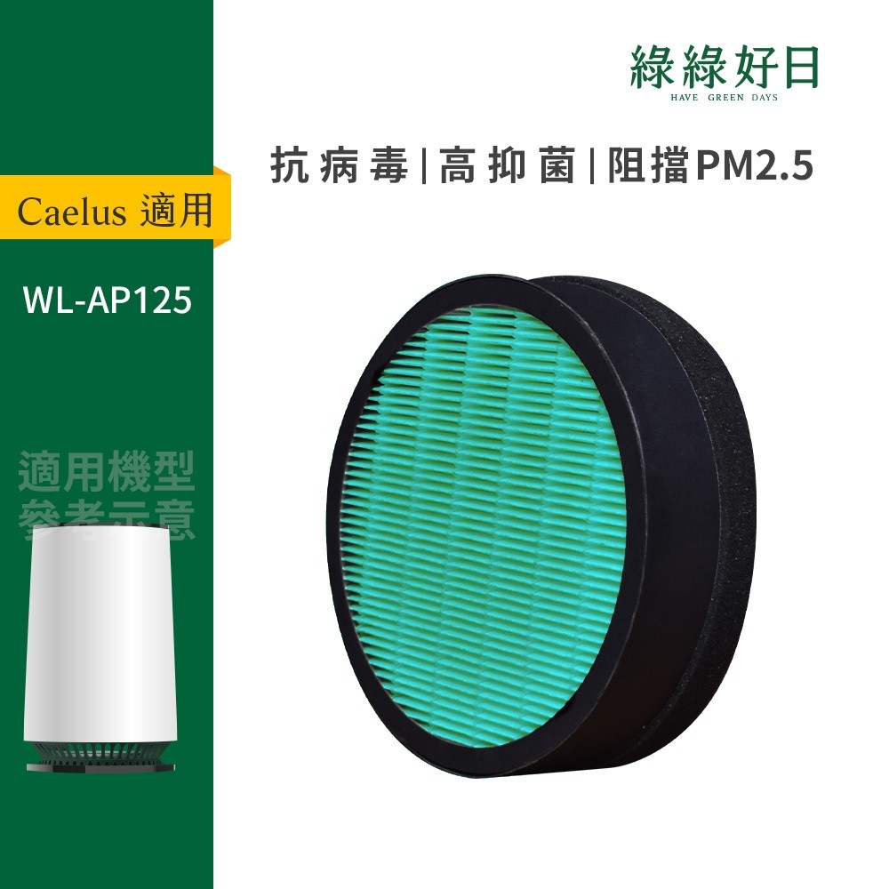 適用Caelus台灣威力 WL-AP125 抗菌HEPA濾芯複合活性碳空氣清淨機濾網 綠綠好日