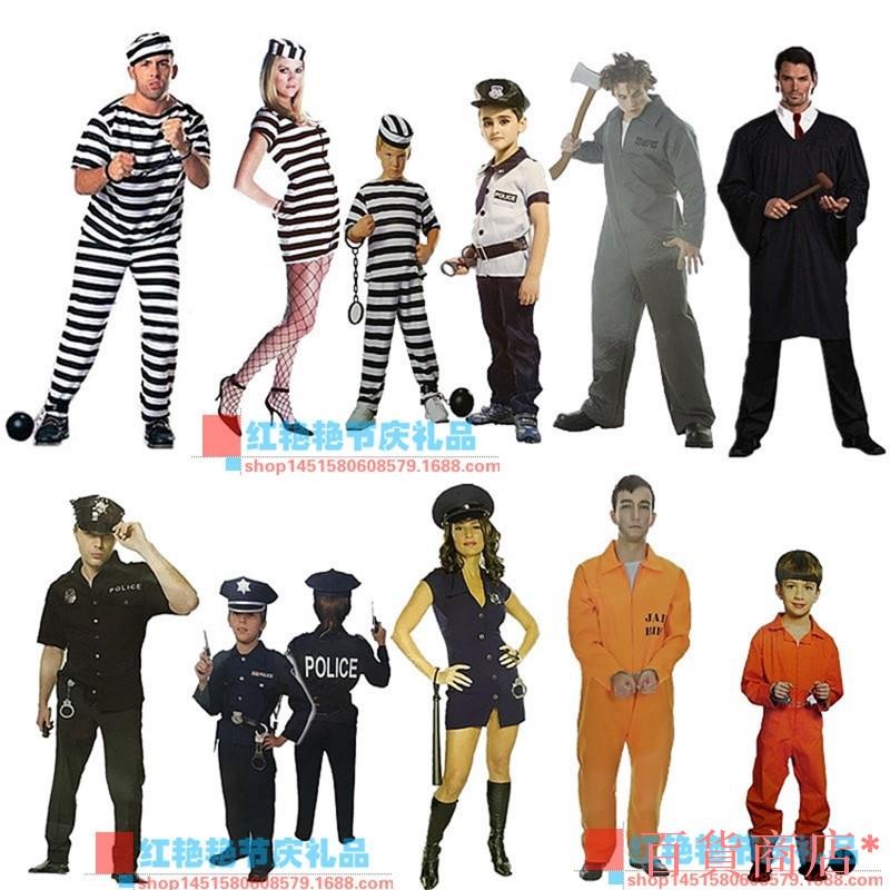 台灣新品囚犯監獄服 囚犯連身褲 萬聖節 cosplay cos服裝 成人 兒童美國警察 警探 警長 監獄囚犯 橙色囚服