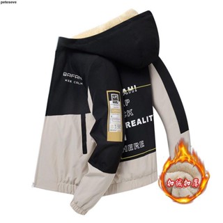 🔥 熱賣爆品 夾克 外套 【加絨加厚】秋冬新款男士連帽夾克寬松ins上衣服韓版加絨外套男