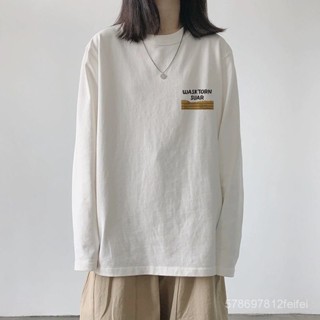 衣大倉 100%純棉卡通白色長袖T恤棉質上衣 印花 t恤 顯瘦上衣 韓式衣服 寬鬆上衣