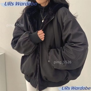 免運✨熱賣正韓外套 韓版韓國刷毛加厚兩面穿羔羊毛棉服女裝外套冬季新款寬鬆連帽棉衣上衣 棒球外套女 羊毛外套 外套女URs