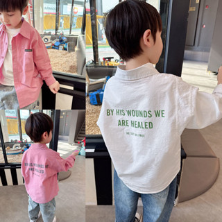 💕洋洋兒童店💕 男童襯衫 兒童襯衫 兒童長袖襯衫外穿薄款 春秋款小童翻領上衣寶寶洋氣襯衣韓版 男童襯衫外套 兒童上衣