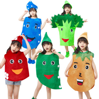 幼兒園 兒童節錶演道具 兒童演出服蔬菜衣服水果服裝幼兒園環保時裝秀一園青菜成瞭精 角色扮演配件【芊月賣場】