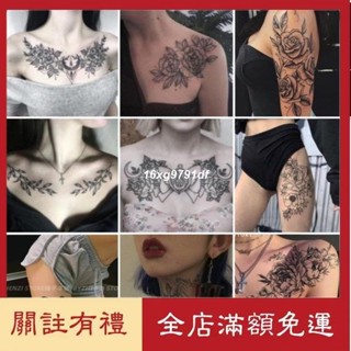 熱賣⭐紋身貼紙 蝴蝶紋身貼 花朵大圖案胸部草本果汁紋身貼 防水女刺青貼紙 持久日韓黑風性感紋身貼 刺青紋身貼 美式紋身貼