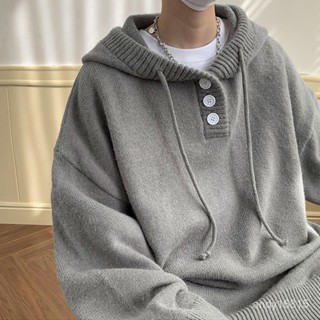 🔥臺灣熱賣🔥連帽衣連帽大碼毛衣男春秋季日係複古慵懶外套oversize戴帽子針織衫衛衣 RID4