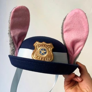 🥇桃園出貨 現時特賣✨兔子警官帽子兒童COS卡通兔耳朵頭飾女童洛麗塔裙裝飾可愛朱迪帽