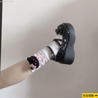 【臺灣出貨】 原創少女手工卡通黑粉Hello kitty堆堆襪地雷系y2k萌甜美可愛襪子