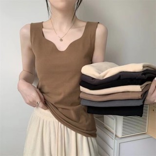 【胖MM大尺碼】S-L 背心 德絨背心女 內搭背心 百搭背心 輕暖德絨背心女修身薄款保暖加絨內衣女打底衫百搭