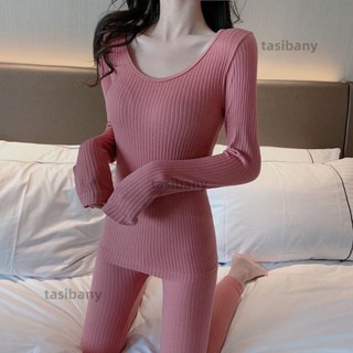 兩小無蔡👑髮熱衣 內搭保暖衣 打底衫【2套】保暖內衣女睡衣秋衣秋褲套裝秋冬薄款無痕美體打底衫女士保暖套裝髮熱衣 內搭保