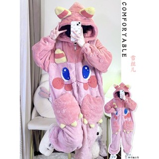 【桃園新品】冬季睡衣女士學生寢室連體珊瑚絨可愛卡通加厚保暖連帽保暖法蘭絨 睡袍 居家服 保暖睡衣