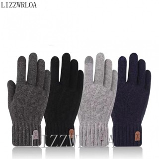 "LIZZWRLOA"【手套】男士保暖手套冬季可觸屏加絨加厚防滑開車騎行防寒毛綫針織手套男|秋冬保暖
