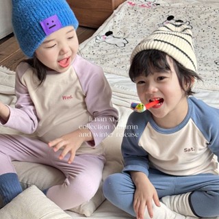 Olliෆ保暖睡衣 男童睡衣套裝 德絨睡衣 發熱衣 兒童保暖內衣套裝 女童睡衣 秋衣秋褲 素色衣服 貼身內搭