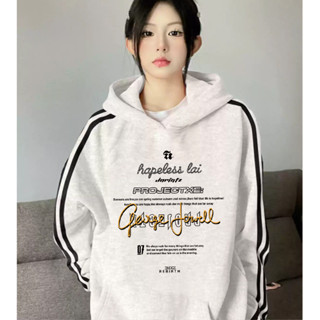 連帽刷毛字母印花衛衣 美式帽T 英文印花 連帽衛衣 女生長袖上衣 內刷毛帽t 連帽衛衣 女 上衣
