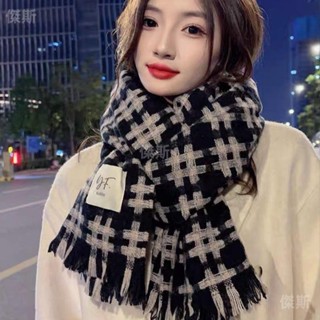 桃園出貨 圍巾女冬季2024新款韓版仿羊絨高級圍脖加厚保暖情侶格子學生披肩 交換禮物 js