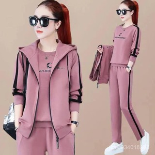 新品⚡新款春季馬甲三件套女韓版秋季長袖衛衣大碼休閒運動服套裝女