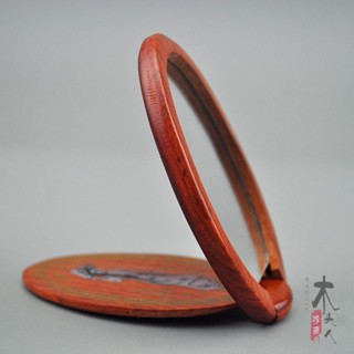 🔥cc精品小屋 鏡子 越南紅木鏡子花梨木隨身化妝鏡梳妝鏡子情侶禮物可攜式實木質鏡子