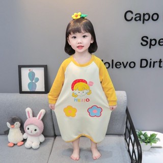 Hi❤baby女童連體睡裙春秋德絨薄款女孩寶寶空調服兒童長袖小童家居服睡衣