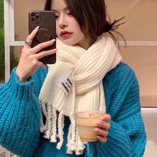 有點東西🧣圍巾女冬季新款韓版時尚百搭學生加厚保暖純色流蘇毛線針織圍脖秋冬圍巾 圍脖 保暖