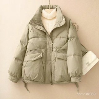 短版羽絨棉服女冬季外套新款寬鬆大碼加厚保暖立領外套棉衣潮 短款 加厚麵包外套 韓國 羽絨外套連帽1110 WB5N