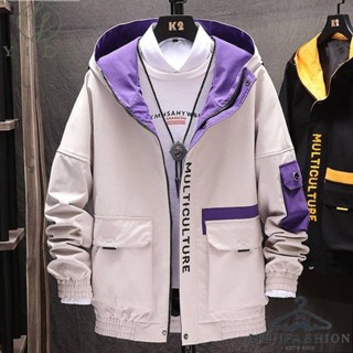 男士連帽外套 春秋新款男士工裝夾克男機能休閑連帽外套男學生青年韓版ins潮牌👔衣度翩翩👔