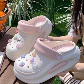 【唯家】厚底洞洞鞋 防滑涼鞋女 多巴胺厚底涼拖鞋女 卡通外穿 網紅防滑 可愛增高沙灘 女款包頭拖鞋 軟底拖鞋 增高涼鞋
