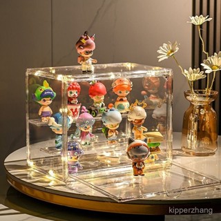公仔盒 泡泡瑪特展示盒 公仔收納盒 亞克力展示盒 公仔展示盒 盲盒收納盒 Mega 帶隔板磁吸盲盒收納展示架全透明手辦展