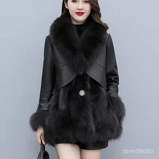 毛毛外套 皮草外套 貂皮大衣 爆款皮草外套女冬季新款仿狐狸毛中長版PU皮拚接加厚海寧大衣 水貂毛外套 1114 FADN