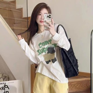 【唯家】秋季薄款長袖T恤女 新款印花長袖衛衣 疊穿打底衫 純棉內搭寬鬆上衣