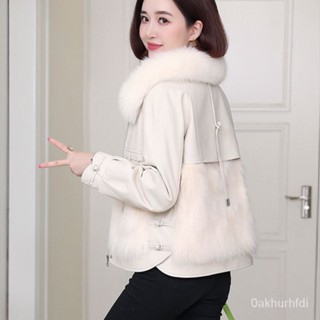 2024新款狐狸毛拚接綿羊皮皮草外套女羽絨內膽皮毛一體大衣爆款 女生毛毛外套 皮草大衣外套1118 27ZE