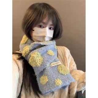 【限時免運】含羊毛韓國ins波點撞色圍巾女秋冬新款加厚保暖百搭護脖披肩圍脖保暖圍脖圍脖脖圍圍巾針織毛線保暖脖圍情侶韓版