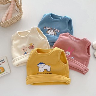 🌈甜甜圈kids🌈兒童馬甲 0-5嵗冬季韓版童裝女童可愛卡通上衣男童加厚背心洋氣