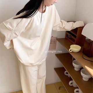 [臺灣發貨]家居服 冬天睡衣 打底衣 磨毛德絨睡衣女冬季新款加厚保暖高顏值大碼圓領長袖可外穿家居服