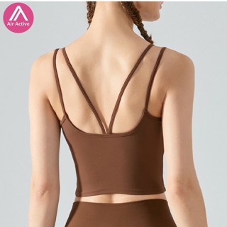 Air Active 雙細肩帶運動內衣一件式式固定胸墊美背瑜伽內衣高彈小可愛吊帶背心健身女
